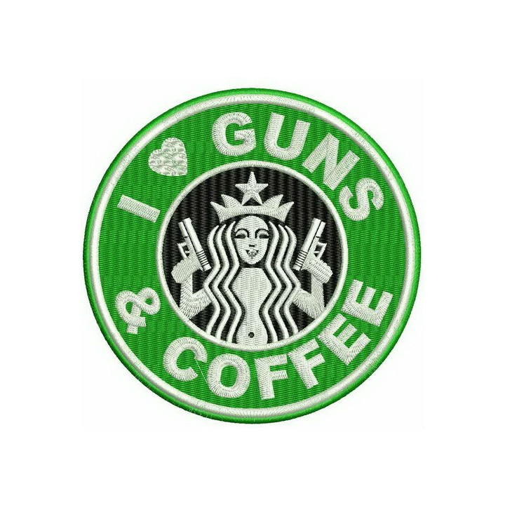 I love guns and coffee embroidery design - Embroidery Design