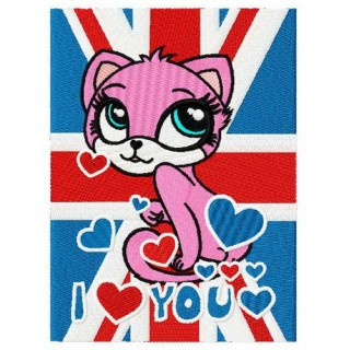 British pink cat 2 embroidery design - Embroidery Design