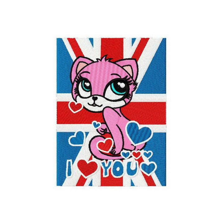 British pink cat 2 embroidery design - Embroidery Design