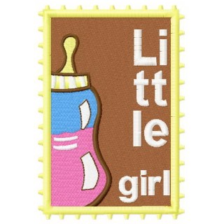 Postage stamp Little girl embroidery design - Embroidery Design