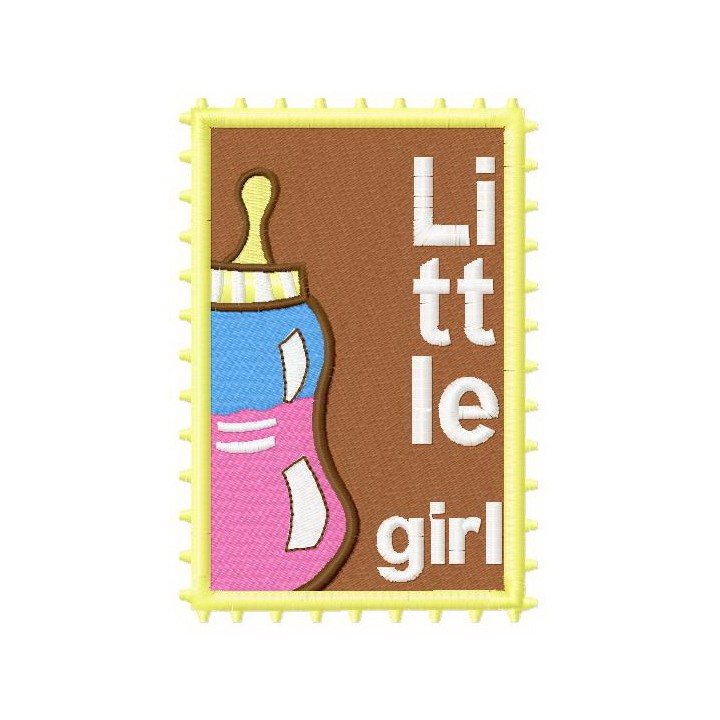 Postage stamp Little girl embroidery design - Embroidery Design