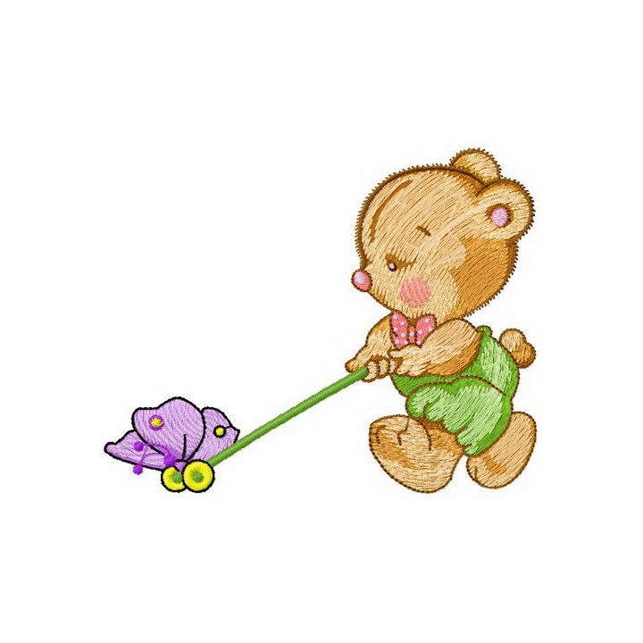 Bear with toy embroidery design - Embroidery Design