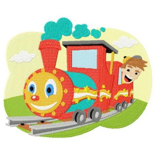 Kid's train embroidery design - Embroidery Design