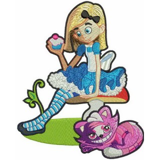 Alice with cupcake embroidery design - Embroidery Design