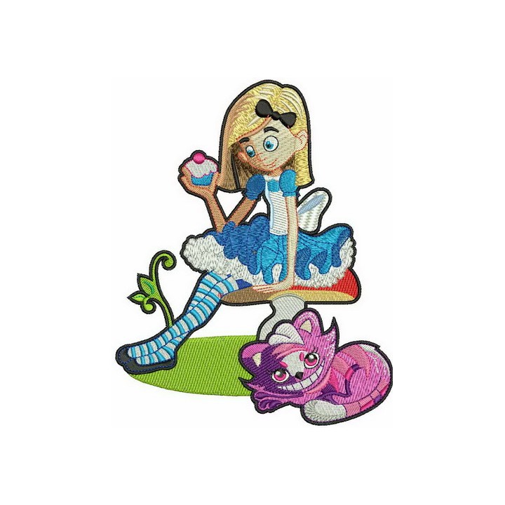 Alice with cupcake embroidery design - Embroidery Design
