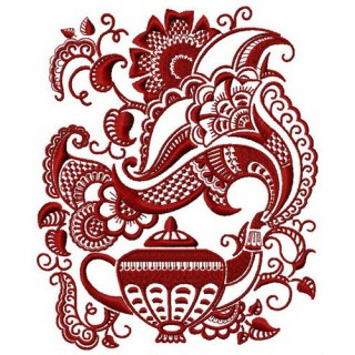 Decorative teapot embroidery design - Embroidery Design