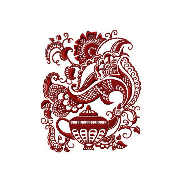 Decorative teapot embroidery design - Embroidery Design