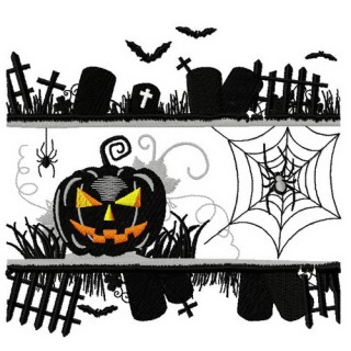 Black Halloween embroidery design - Embroidery Design