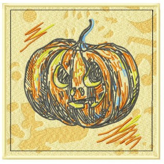 Scary pumpkin embroidery design - Embroidery Design