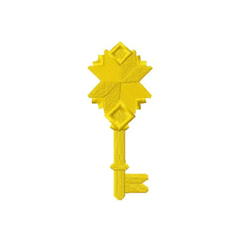 Golden key 5 embroidery design showcasing a detailed stitching pattern, ideal for decorative projects.