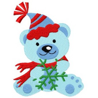 Blue bear with snowflake embroidery design - Embroidery Design