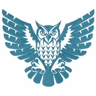 Blue owl embroidery design - Embroidery Design