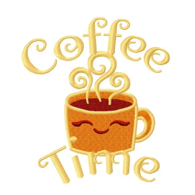 Preview of the Coffee Time 4 embroidery design featuring a cozy coffee-themed stitched motif.