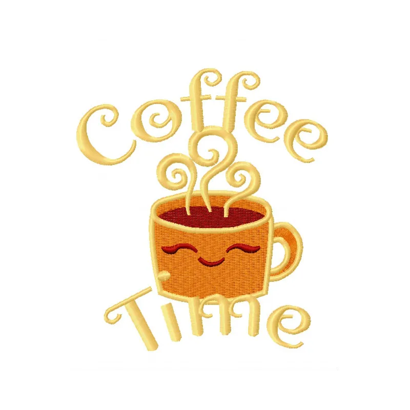 Preview of the Coffee Time 4 embroidery design featuring a cozy coffee-themed stitched motif.