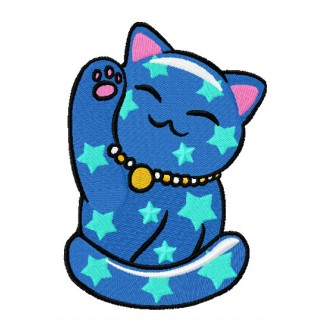 Maneki Neko star kitty 2 embroidery design - Embroidery Design