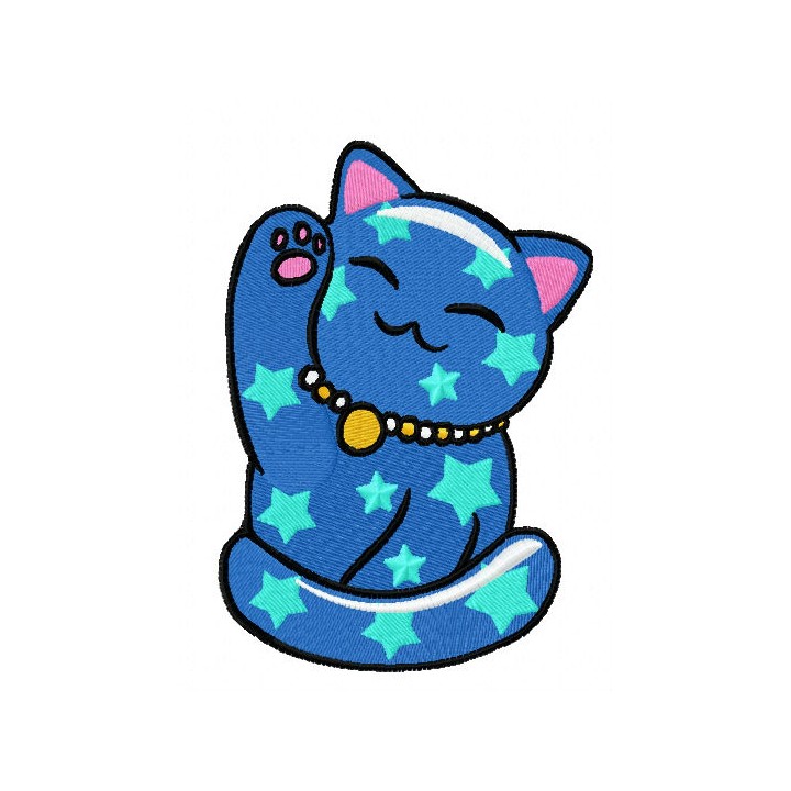 Maneki Neko star kitty 2 embroidery design - Embroidery Design