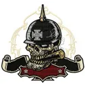 Smoking skull embroidery design showcasing intricate details suitable for various stitching projects.