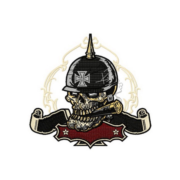 Smoking skull embroidery design - Embroidery Design