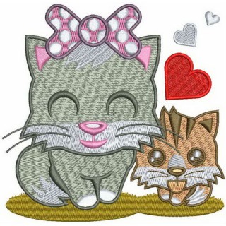 Cat's family embroidery design - Embroidery Design