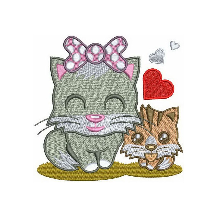 Cat's family embroidery design - Embroidery Design