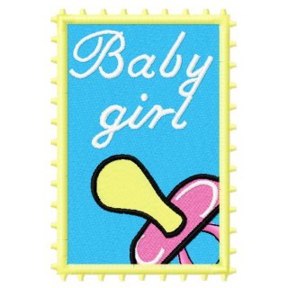 Postage stamp Baby girl embroidery design - Embroidery Design
