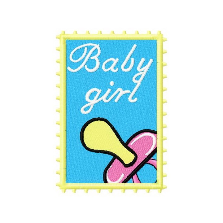 Postage stamp Baby girl embroidery design - Embroidery Design