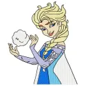 Elsa with snowball embroidery design from Frozen, showcasing a charming stitched motif for winter projects.