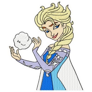 Elsa with snowball embroidery design - Embroidery Design