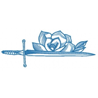 Sword and rose sketch embroidery design - Embroidery Design