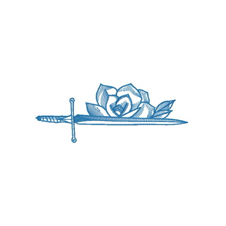 Sword and rose sketch embroidery design - Embroidery Design