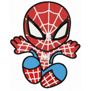 Chibi Spiderman attacks embroidery design - Embroidery Design