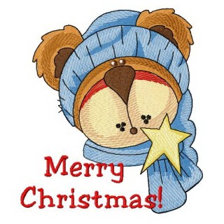 Merry Christmas bear embroidery design - Embroidery Design