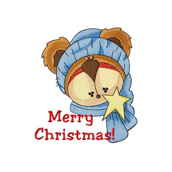 Merry Christmas bear embroidery design - Embroidery Design