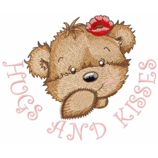 Bear Girl Hugs and Kisses embroidery design - Embroidery Design