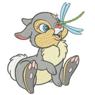 Thumper with dragonfly embroidery design - Embroidery Design