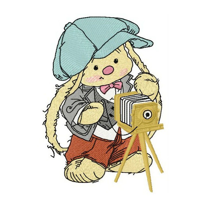Bunny Mi the photographer embroidery design - Embroidery Design