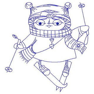 Owl skiing 2 embroidery design - Embroidery Design