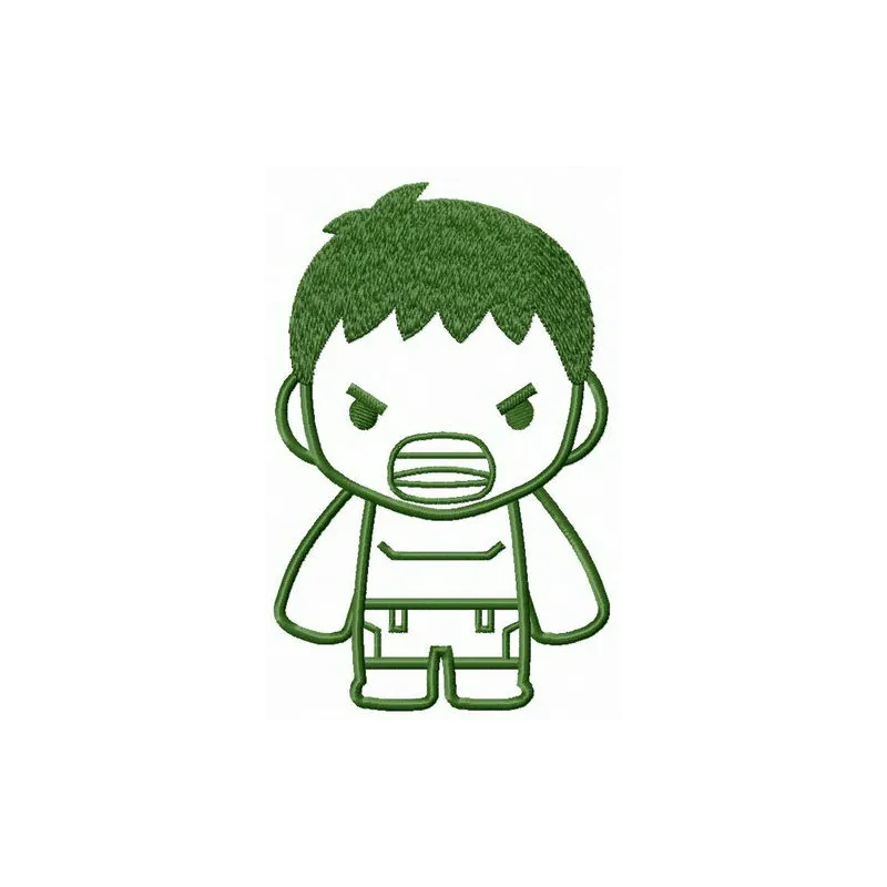Young Hulk embroidery design featuring a vibrant and dynamic superhero motif for creative stitching projects.