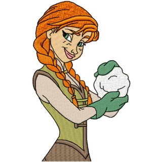 Anna with snowball embroidery design - Embroidery Design