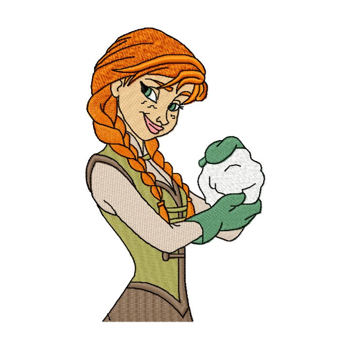 Anna with snowball embroidery design - Embroidery Design