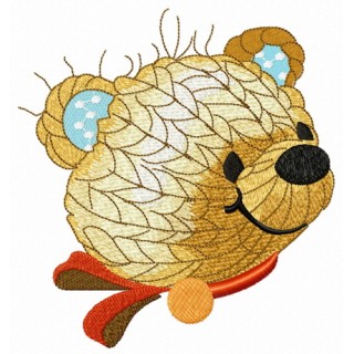 Knitted bear head embroidery design - Embroidery Design