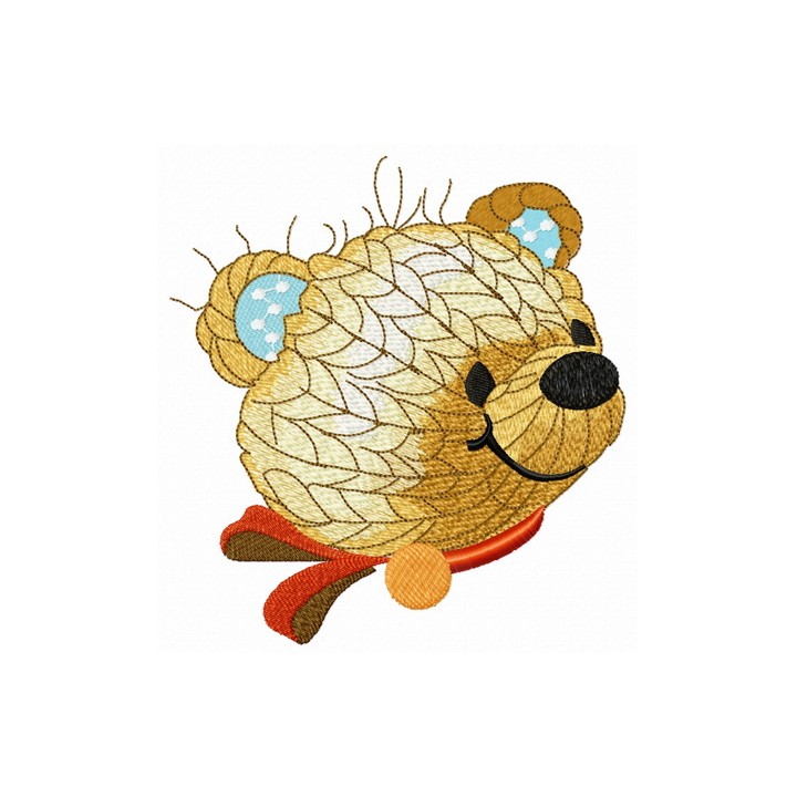 Knitted bear head embroidery design - Embroidery Design