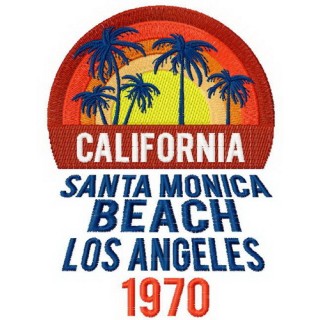 California Santa Monica beach embroidery design - Embroidery Design