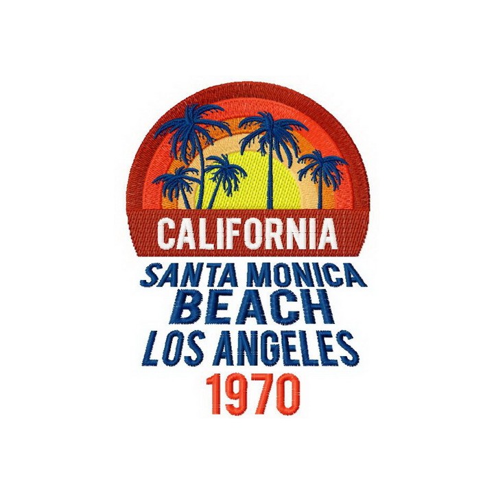California Santa Monica beach embroidery design - Embroidery Design