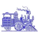 Steam engine embroidery design featuring intricate details, perfect for train enthusiasts and crafting projects.