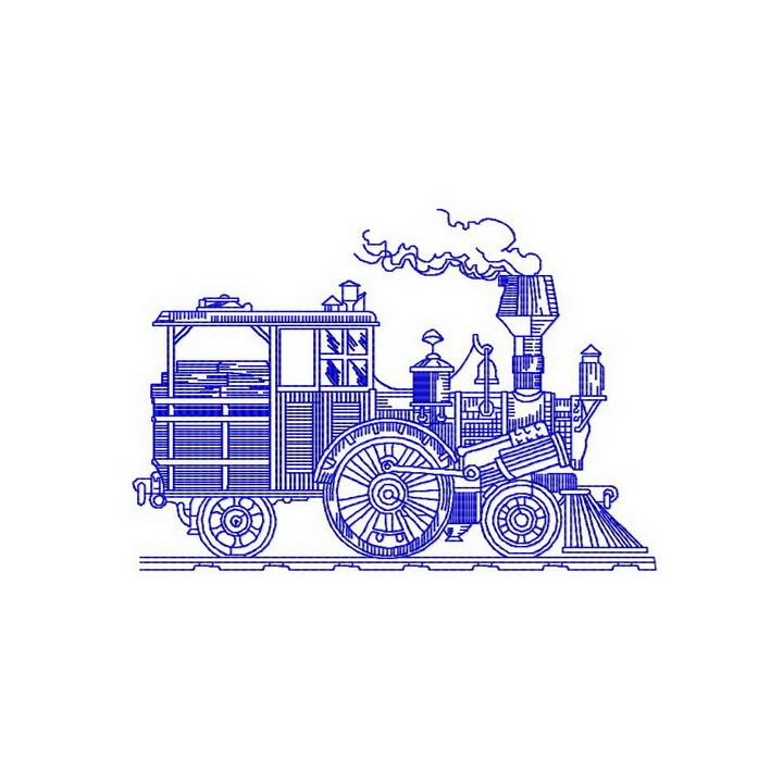 Steam engine embroidery design - Embroidery Design