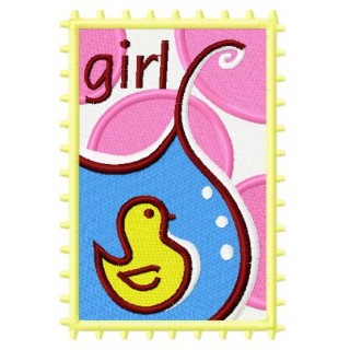 Postage stamp girl 3 embroidery design - Embroidery Design
