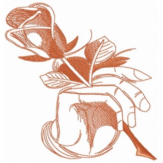 Rose in hand sketch embroidery design - Embroidery Design