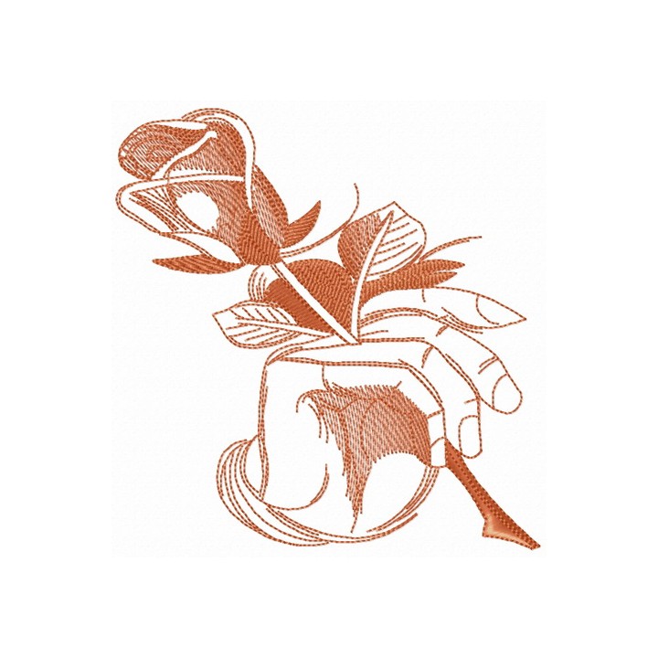 Rose in hand sketch embroidery design - Embroidery Design