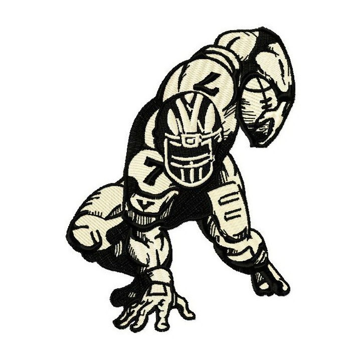 American football player 2 embroidery design - Embroidery Design